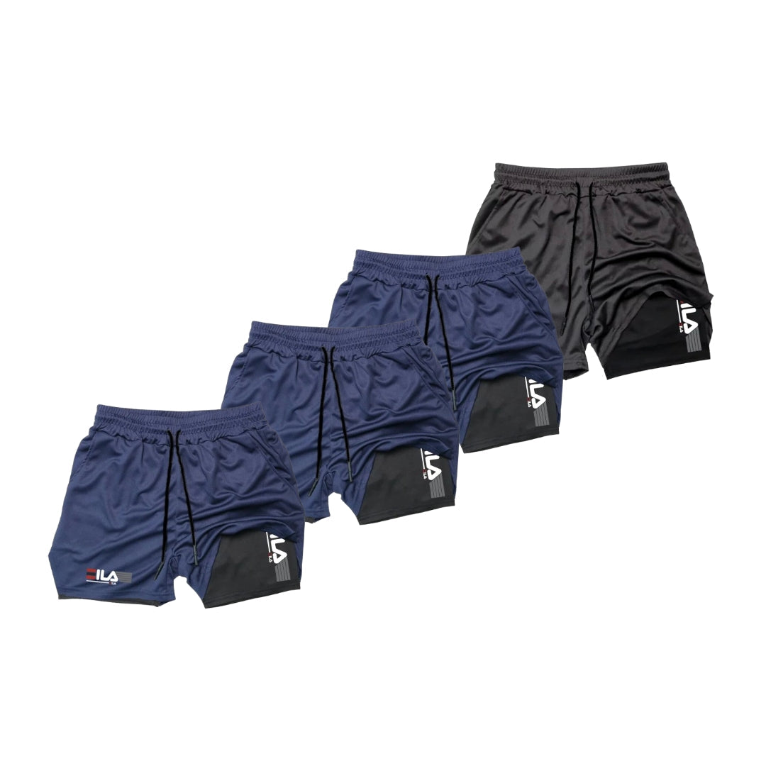 KIT 4 SHORTS DE COMPRESSÃO 2 EM 1 PROFIT  [PAGUE 02 LEVE 04]