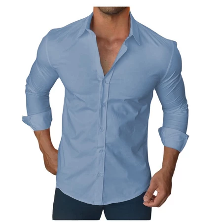 Camisa Social Masculina Slim Manga Longa