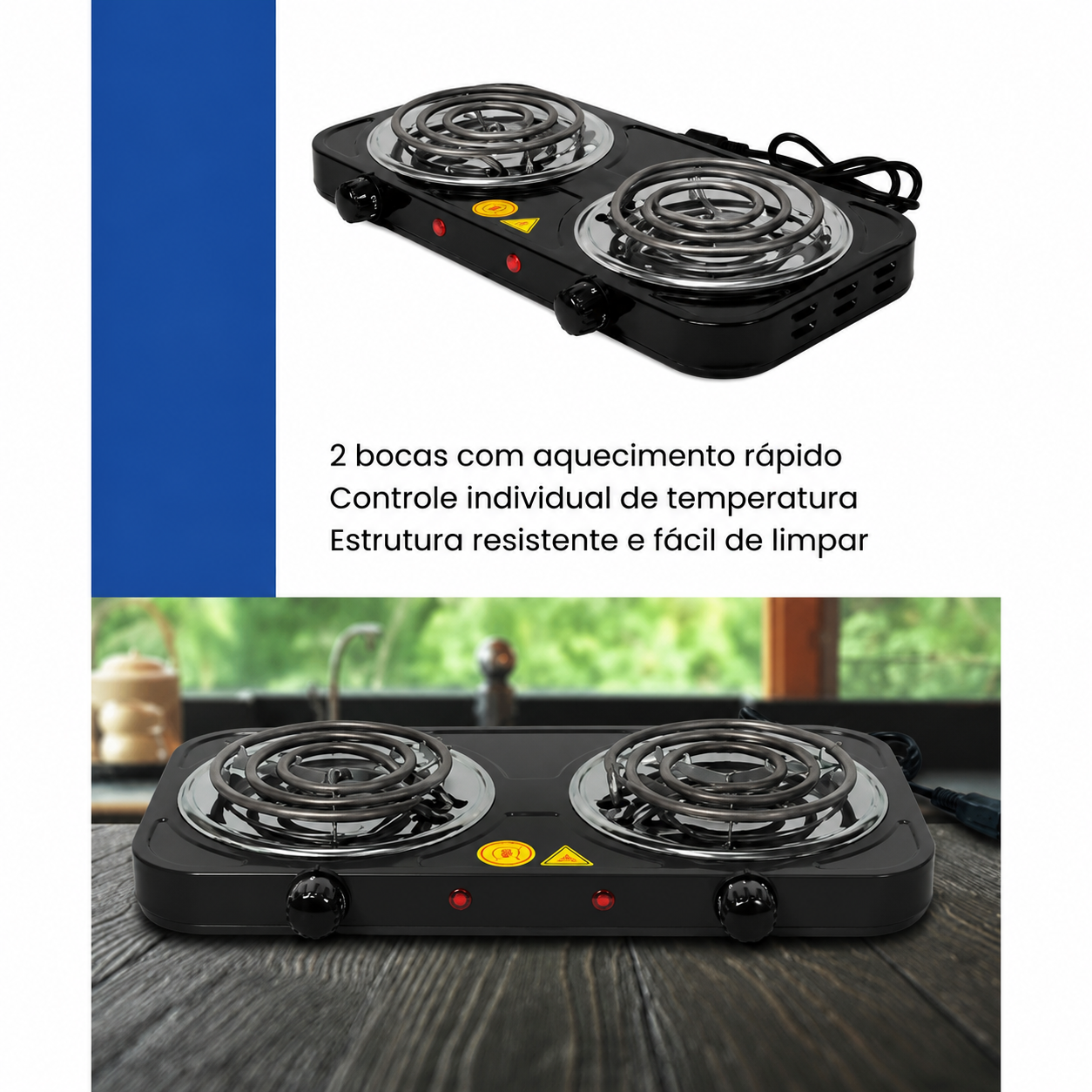 Fogão Elétrico Cooktop 1 Boca 1000W Portátil Camping | Linha Premium