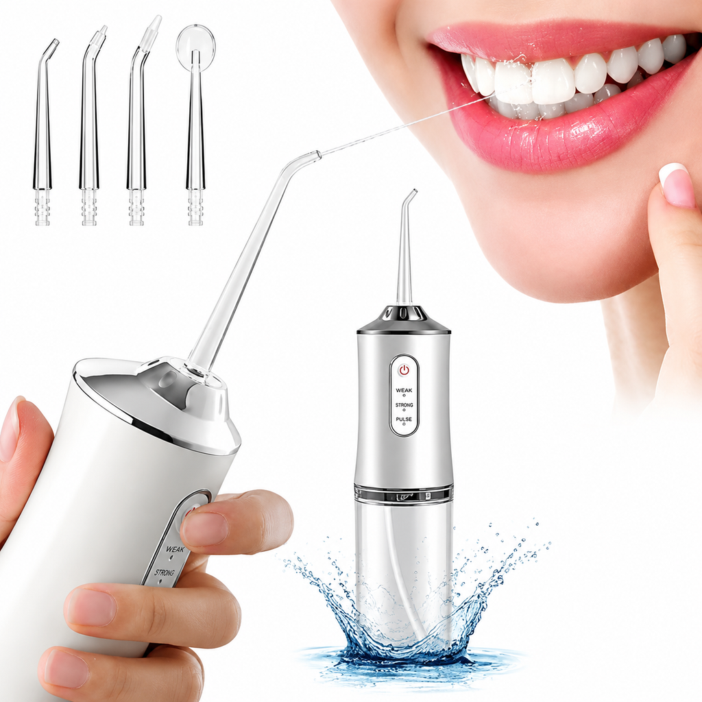 🦷AquaSmile Pro™ – Irrigador Bucal Portátil Recarregável 💧
