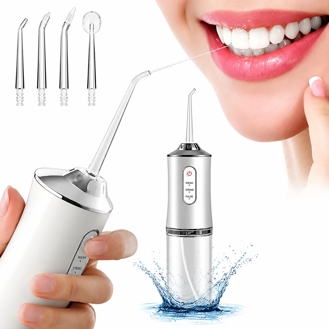 🦷AquaSmile Pro™ – Irrigador Bucal Portátil Recarregável 💧