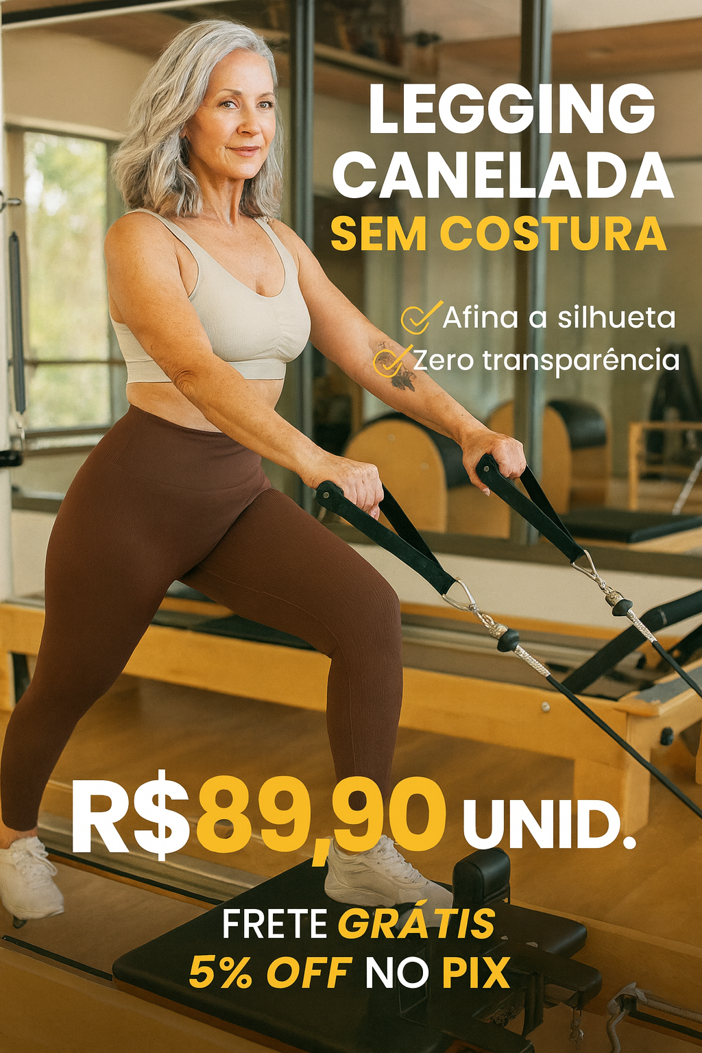 Kit com2 Leggings Zero Transparência Invishape™ | + Frete Grátis | Sem Costura, Canelada, Não Enrola, Modela e Afina a Silhueta