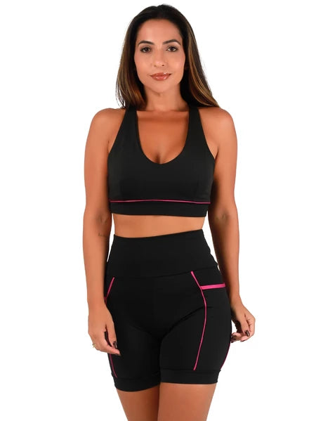 Kit 3 Conjunto Feminino Academia Top e Shorts Fitness Premium