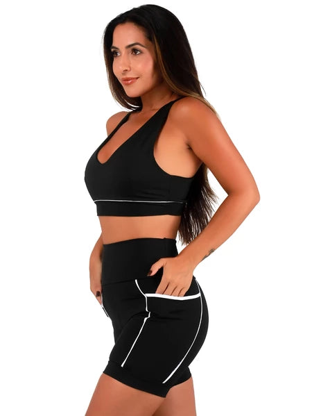 Kit 3 Conjunto Feminino Academia Top e Shorts Fitness Premium