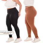 Kit 2 Calças Legging Plus Size Feminina Leg Suplex Zero Transparência Cintura Alta Levanta Bumbum
