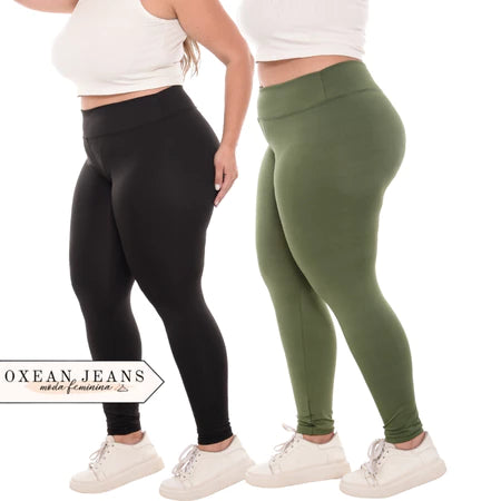 Kit 2 Calças Legging Plus Size Feminina Leg Suplex Zero Transparência Cintura Alta Levanta Bumbum