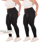 Kit 2 Calças Legging Plus Size Feminina Leg Suplex Zero Transparência Cintura Alta Levanta Bumbum