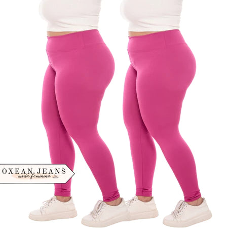 Kit 2 Calças Legging Plus Size Feminina Leg Suplex Zero Transparência Cintura Alta Levanta Bumbum