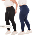 Kit 2 Calças Legging Plus Size Feminina Leg Suplex Zero Transparência Cintura Alta Levanta Bumbum
