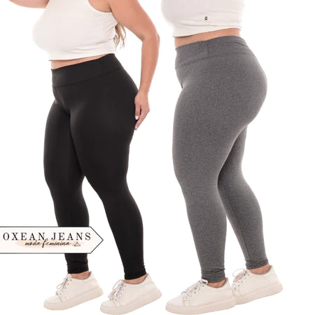 Kit 2 Calças Legging Plus Size Feminina Leg Suplex Zero Transparência Cintura Alta Levanta Bumbum