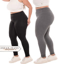 Kit 2 Calças Legging Plus Size Feminina Leg Suplex Zero Transparência Cintura Alta Levanta Bumbum