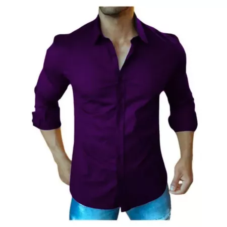 Camisa Social Masculina Slim Manga Longa
