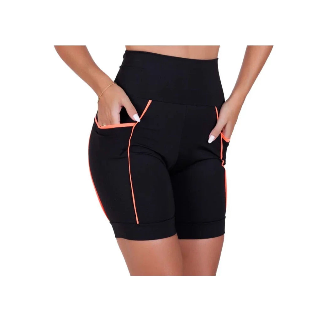 Kit 3 Bermudas Fitness com Cós Alto e Bolsos Fundos - PowerFit 3X