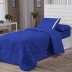 Kit Edredom Solteiro Dupla Face + Lençol 4 Pçs Preto Cinza