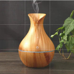 Umidificador Vaso Aromatizador Ultrassônico Tipo Madeira Usb Com Led Colorido