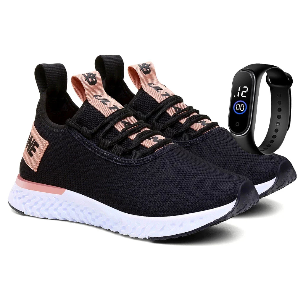 Kit Tênis Feminino para Corrida, Academia + Relógio - Promoção