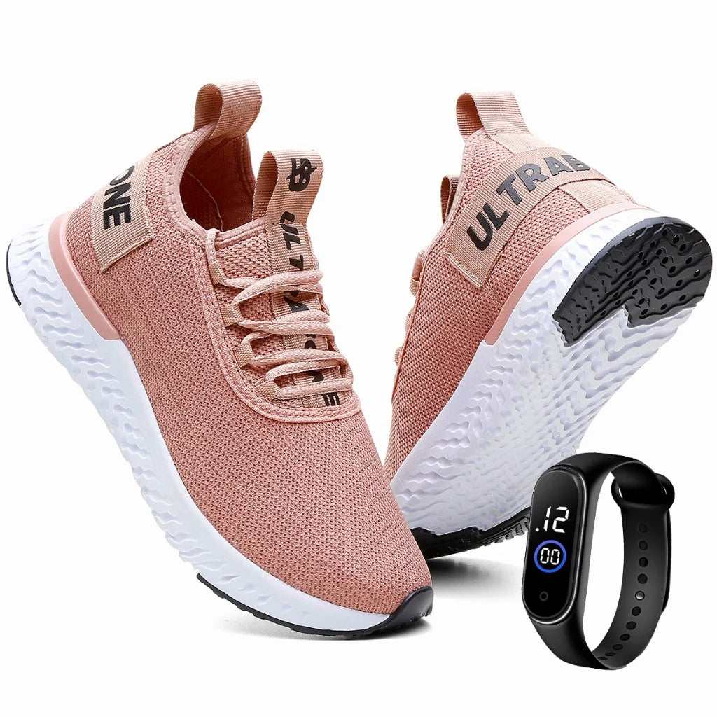 Kit Tênis Feminino para Corrida, Academia + Relógio - Promoção