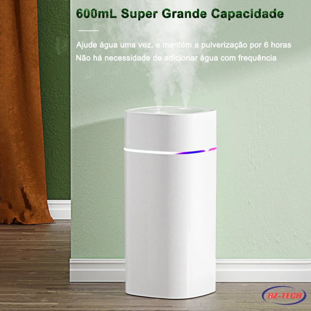 Umidificador Aromatizador 2L Bico Duplo USB LED