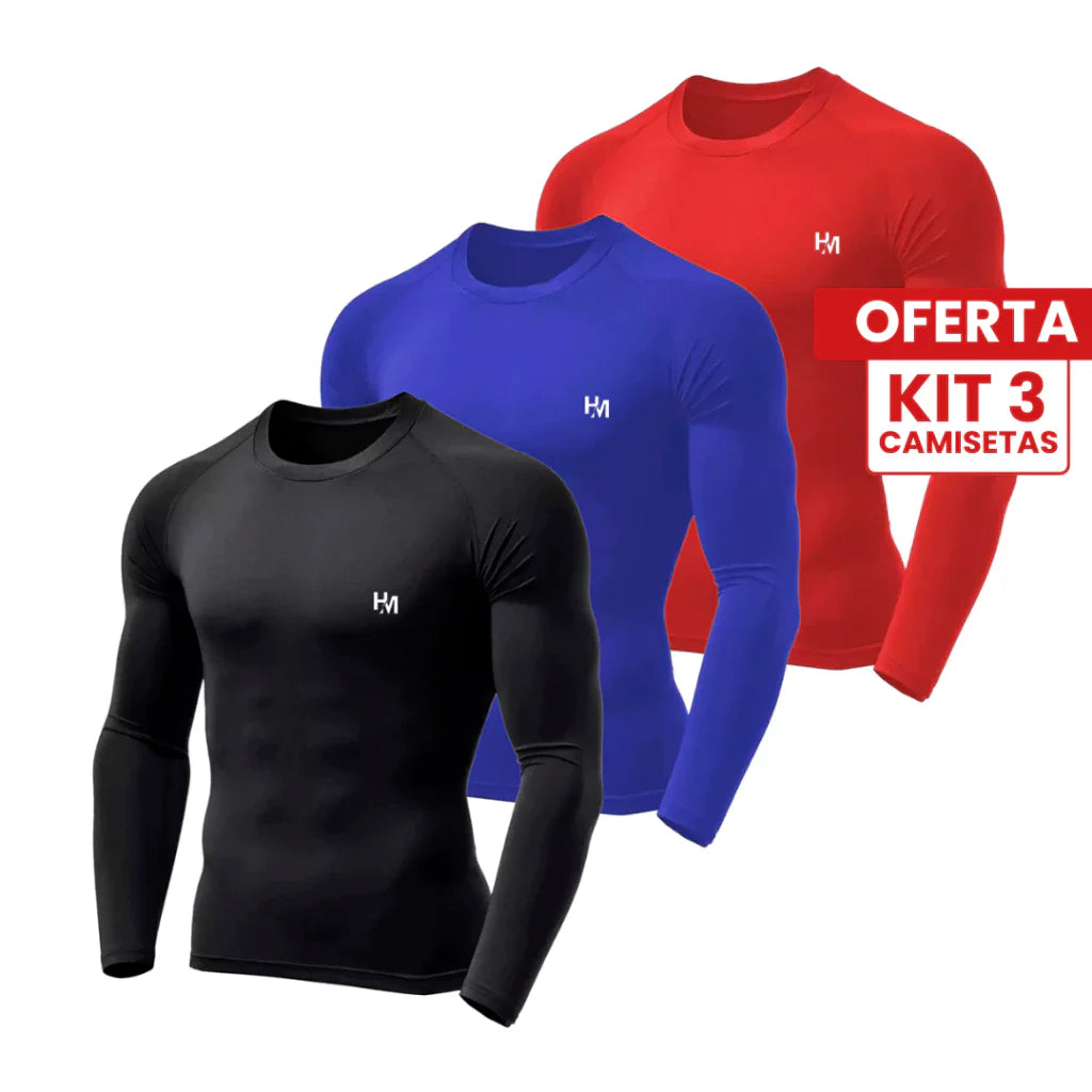 Kit 3 Camisetas Térmicas Segunda Pele