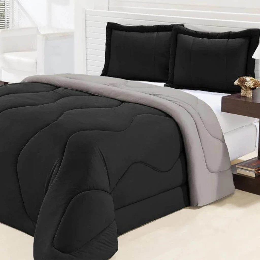 Edredom Casal Queen Dupla Face Malha Gel 3 Peças