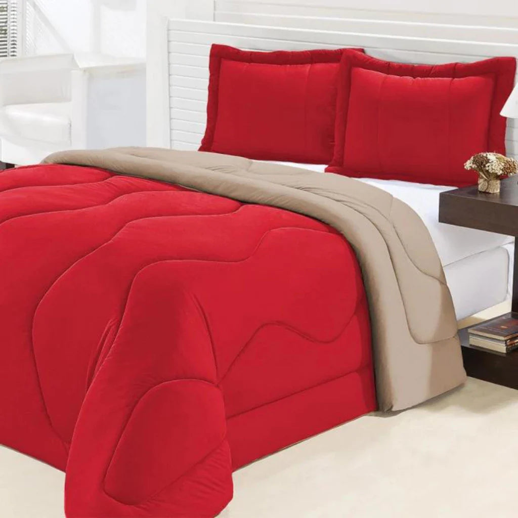 Edredom Casal Queen Dupla Face Malha Gel 3 Peças