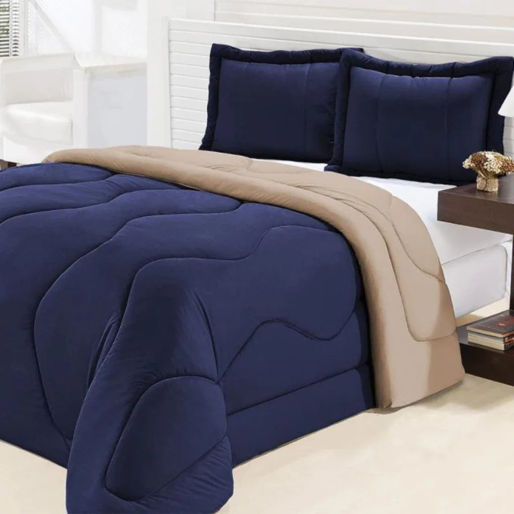 Edredom Casal Queen Dupla Face Malha Gel 3 Peças