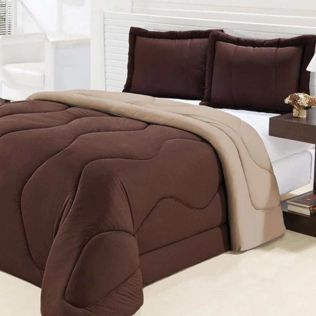 Edredom Casal Queen Dupla Face Malha Gel 3 Peças