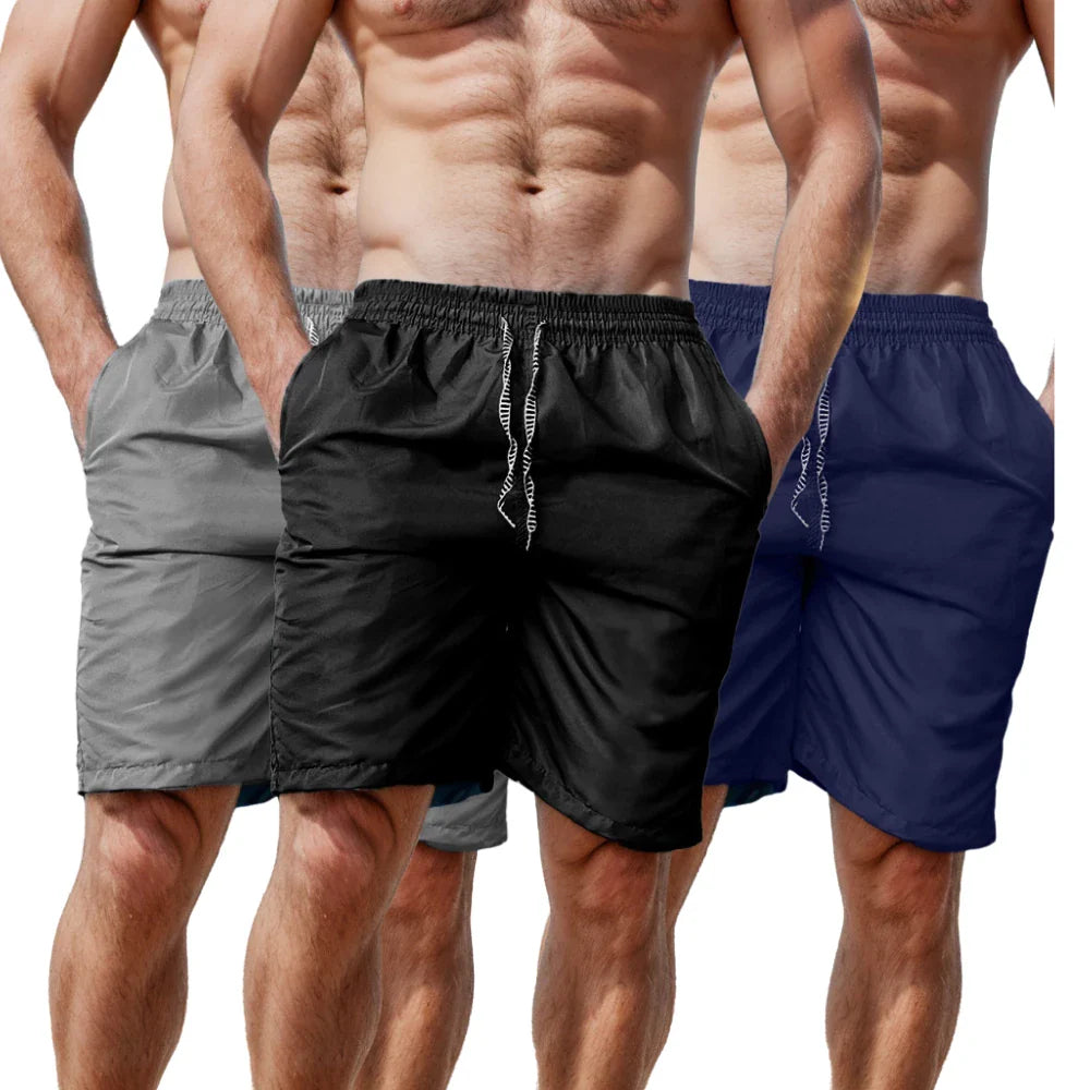 Kit 3 Bermudas Shorts Tactel Masculinas Lisas