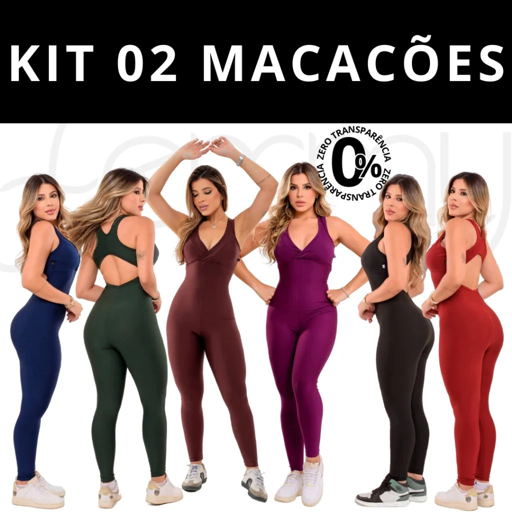 Kit 2 Macacões Fitness Longos - FitFlex