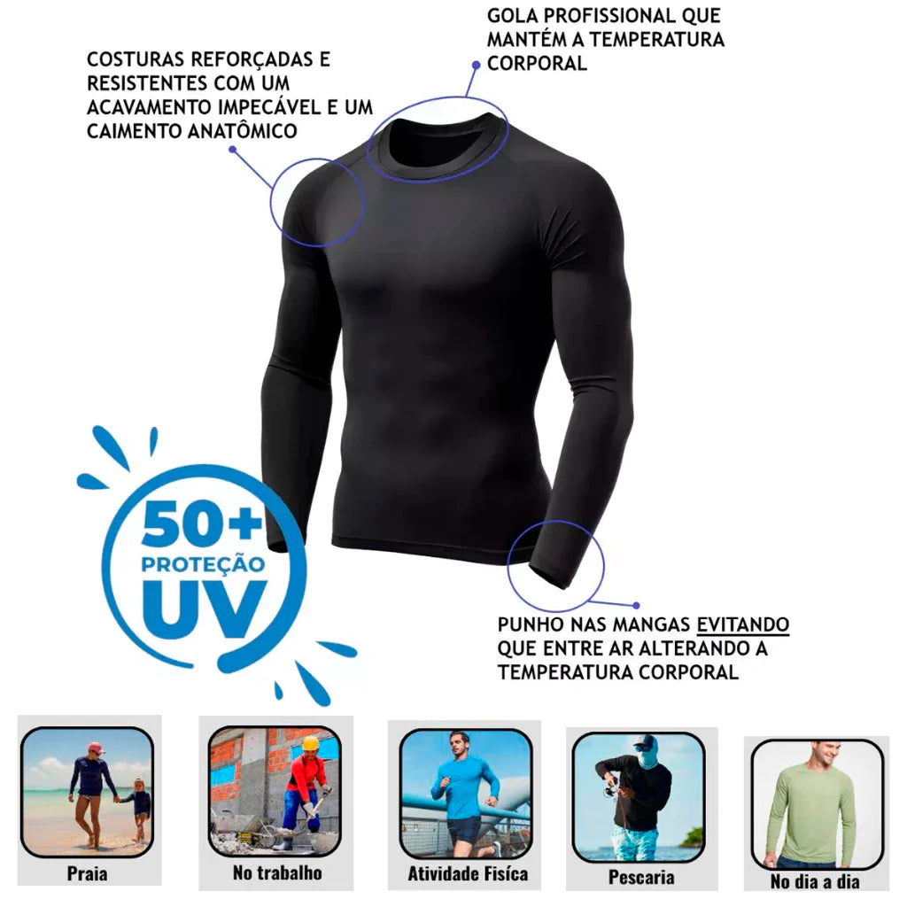 Kit 3 Camisetas Térmicas Segunda Pele