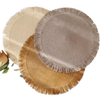 Jogo Americano Descanso Redondo Com Franja Algodão