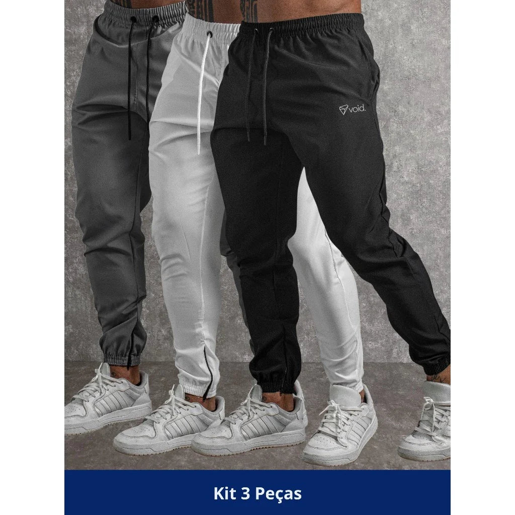 Kit com 3 Calças Jogger Tactel Void com Elastano - Estilo e Conforto para o Dia a Dia e Treinos