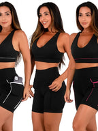 Kit 3 Conjunto Feminino Academia Top e Shorts Fitness Premium