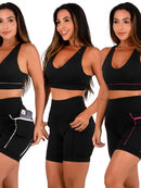 Kit 3 Conjunto Feminino Academia Top e Shorts Fitness Premium