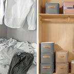 Kit 4 Organizadores Dobráveis p/ Roupas – Cinza ou Caqui