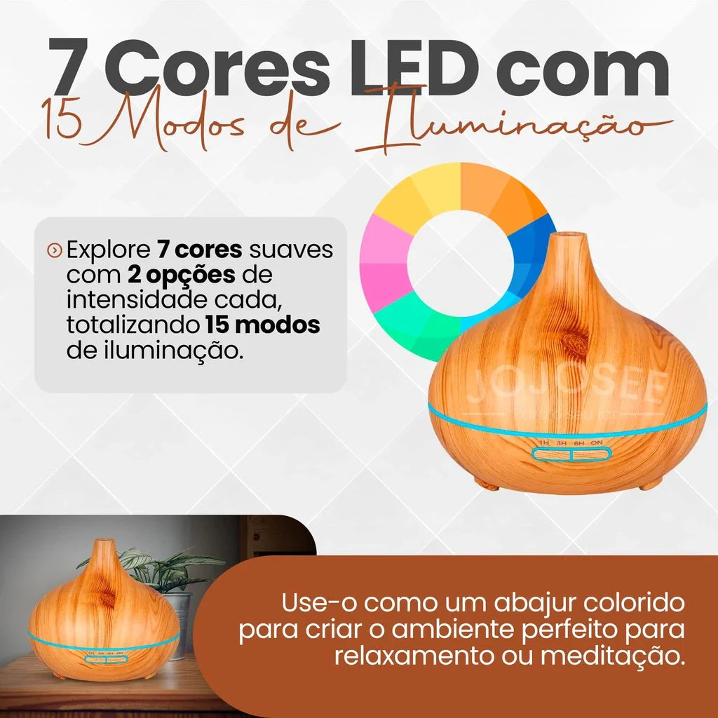 Difusor e Umidificador 500ml Ultrassônico com Timer