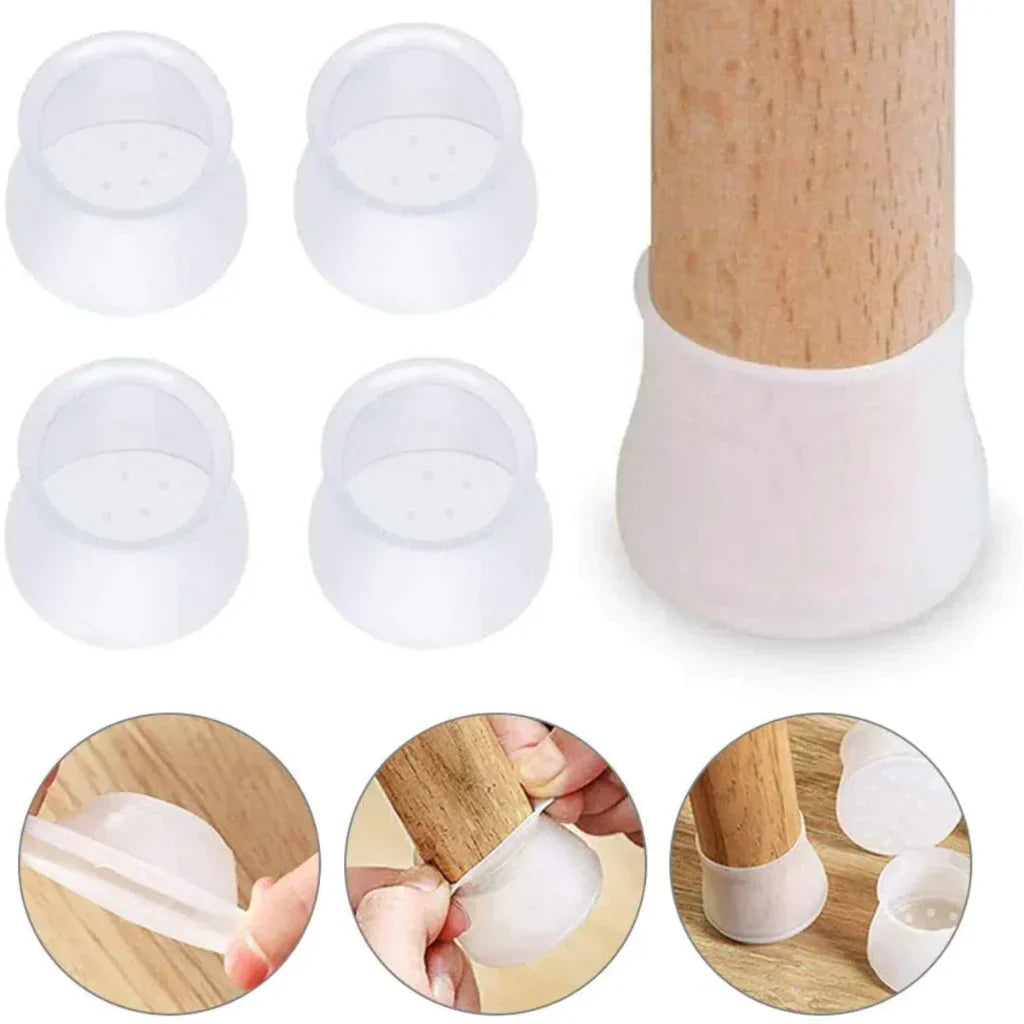 KIT 12 Protetores de Silicone para Pés de Cadeira e Mesa | Antirrisco e Antirruído