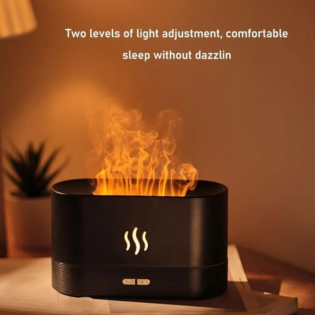 Umidificador com efeito de Chama com Difusor de Óleo de Essencia e Luz LED Colorida 7 Cores