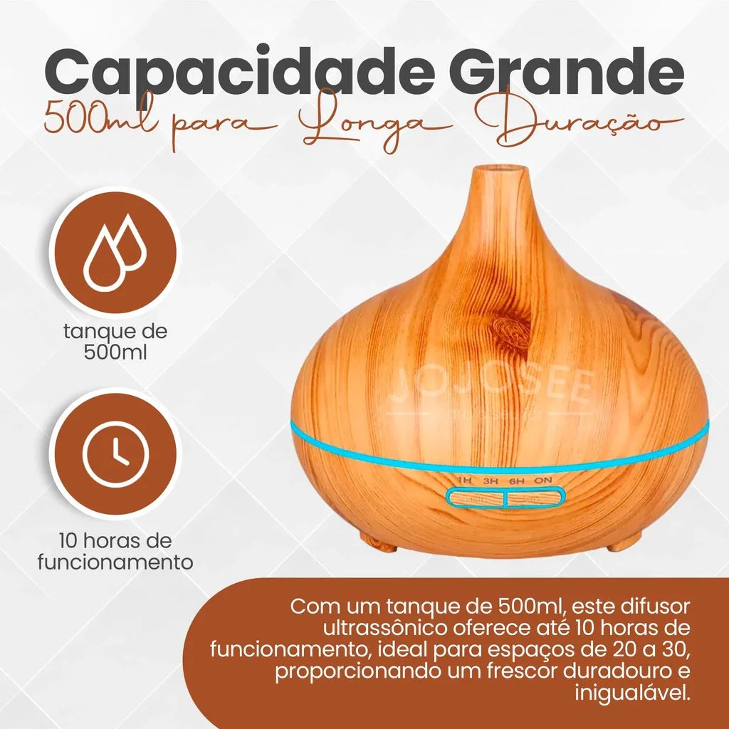 Difusor e Umidificador 500ml Ultrassônico com Timer