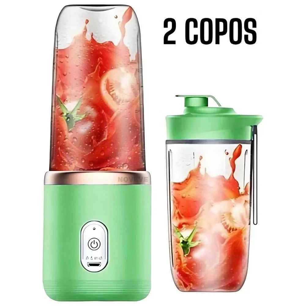 Mini Liquidificador Portátil 400ml USB Recarregável 6 Lâminas Inox para Sucos e Vitaminas