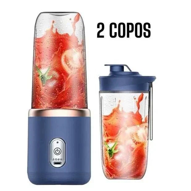 Mini Liquidificador Portátil 400ml USB Recarregável 6 Lâminas Inox para Sucos e Vitaminas